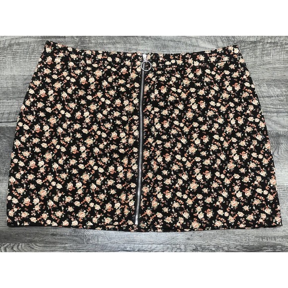 Forever 21 Black & Pink Rose Sz 3X Skirt Denim Mini Cover Up Plus Size Vacay E2 - Picture 8 of 10